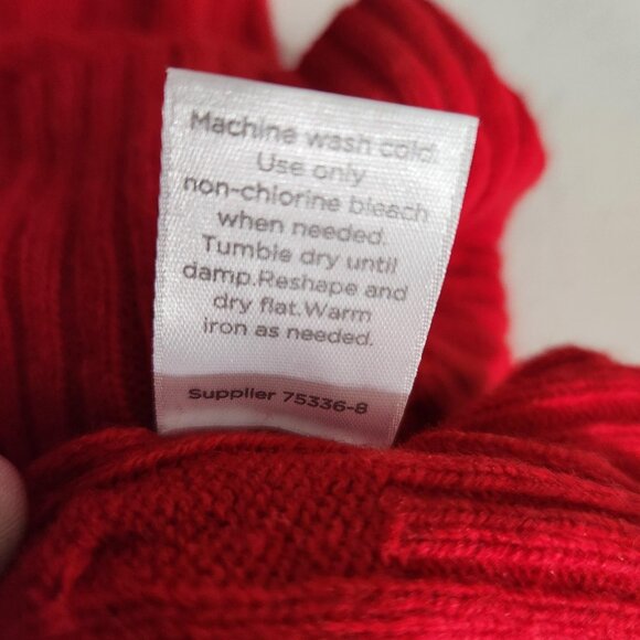 jcp Sweater Womens 3X Red Merino Wool Blend Cable Knit V Neck Pullover Plus - Picture 11 of 12